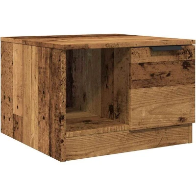 Image of vidaXL Coffee Table Old Wood Color Engineered Square Side with Ample Storage Modern Design for Living Room