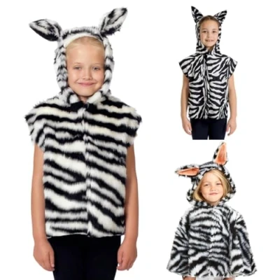 Image of Charlie Crow Zebra Costume for kids one size 3 8 Years.