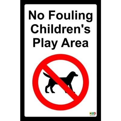 Image of Dogs No fouling. Childrens Play Area Sign 1.2mm Rigid Plastic 300mm x 200mm