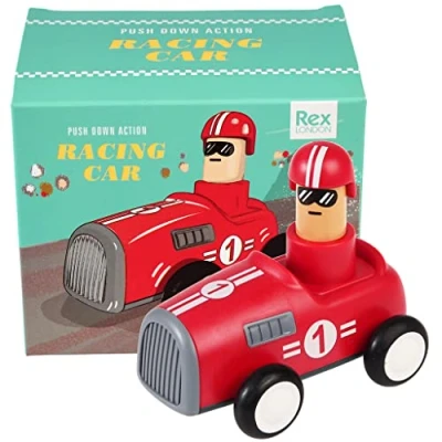 Image of Rex London Push Down Action Racing Car Red