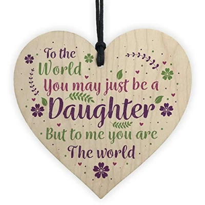 Image of RED OCEAN For Daughter Handmade Wooden Heart Plaque Birthday From Mother Keepsake