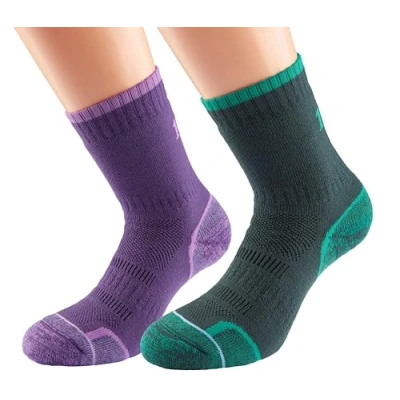 Image of Mens and Women&#039;s 2 Pair 1000 Mile Single Layer Walking Socks Purple/Emerald 6 8.5 Ladies