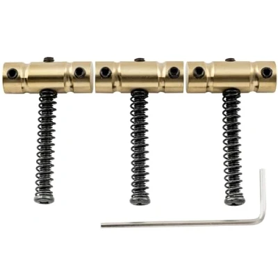 Image of Musiclily Ultra 10.8mm Wave Style Full Solid Brass Barrel Compensated Saddles for Tele Electric Guitar, Black Screws