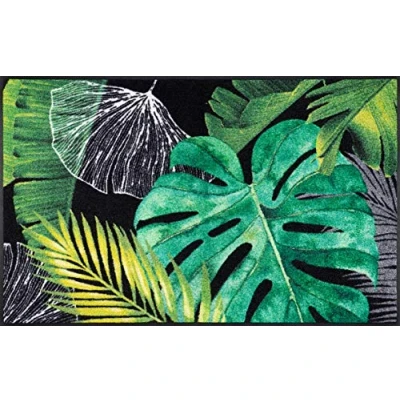 Image of Wash+Dry Doormat, Polyamide Back: Nitrile Rubber, Green, 75 x 120 cm