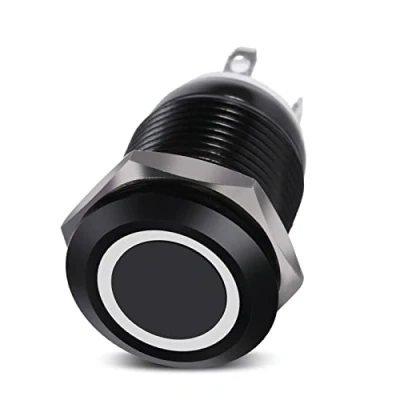 Image of Keenso LED Button Switch, car 12V 2A 12mm Light Momentary Push switch On/Off Latch (White)