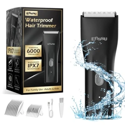 Image of Favrison Body Hair Trimmer for Men &amp; Women, Ball Trimmer, Mini Electric Groomer Underarm, Chest, Groin, Balls, with Safety Blade, Waterproof Wet Dry Use, Low Noise (Black)