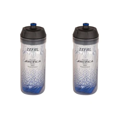 Image of ZEFAL Set Arctica 55 Bicycle Water Bottle Insulated, 550 ml, Odourless, Waterproof Thermal Sports Bottle, BPA Free, Silver/Blue, Pack of 2