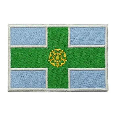 Image of Derbyshire County Flag Logo Embroidered Iron on Patch Sew Badge Applique for Clothes