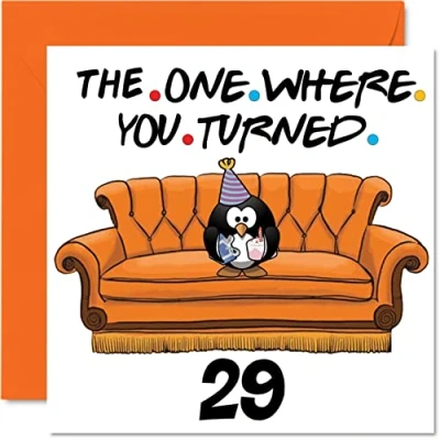 Image of Fun 29th Birthday Cards for Men Woman The One Where Funny Card Son Daughter Brother Sister Uncle Auntie Niece Nephew Cousin, 145mm x Greeting Cards,