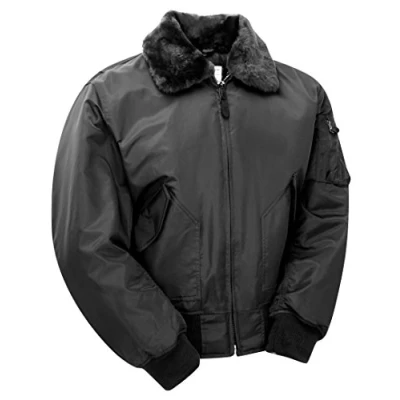 Image of Cobles MA2 CWU Flight Bomber Jacket with Fur Collar (S, Black)