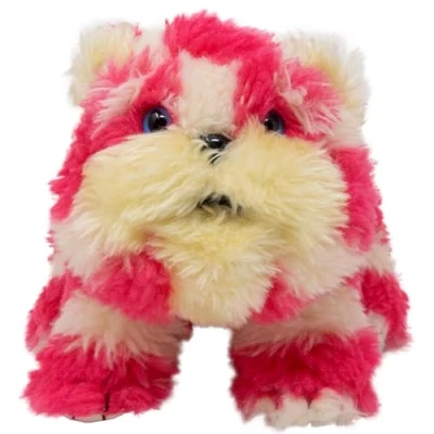 Image of Rainbow Designs Bagpuss Yawning Soft Toy Feature for Kids Bedtime Classic 70s TV Character Pink &amp; White Striped Cat Plush Stuffed Animal Retro Gift Young Old