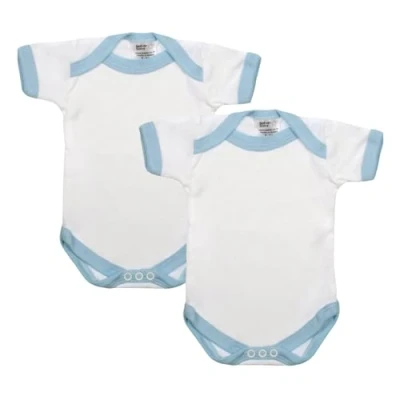 Image of Baby Bodysuit Short Sleeved Vests Premium Cotton, Soft and Breathable Grows for Boys Girls, Ideal Delicate Skin Made in UK, 2 Pack