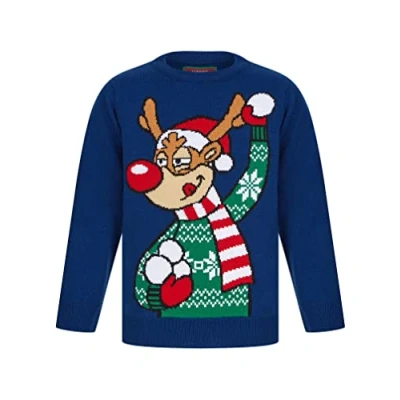 Image of Tokyo Laundry Boy&#039;s Reindeer Snow Novelty Christmas Jumper