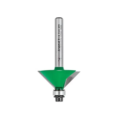 Image of Trend CraftPro Two Flute Self Guided Chamfer Router Cutter Bit, 1/4 Inch Shank, 12.7mm Cut Diameter &amp; 45 Degree V Groove, Tungsten Carbide Tipped, C049X1/4TC