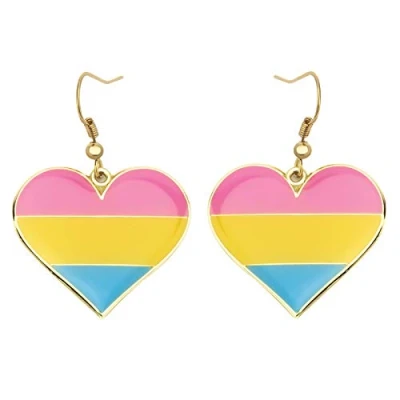 Image of Pansexual Pride Heart Shape Dangle Earing Gay &amp; Lesbian LGBT Gifts Rainbow Jewelry