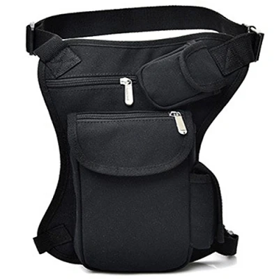 Image of Rullar Canvas Hiking Waist Fanny Pack Tactical Drop Leg Bag Purse Running Belt Hip Outdoors Motorcycle Bike Cycling Pouch Shoulder Black