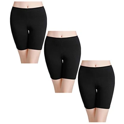 Image of wirarpa Anti Chafing Shorts Women Cotton Cycling Ladies Chub Rub Boxer Leggings for Under Dress Skirt 3 Pack Black Size XXL