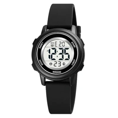 Image of Womens Digital Watches LED Screen Military Waterproof Alarm Stopwatch 7 Color Backlight Sports Watch, Ablack,