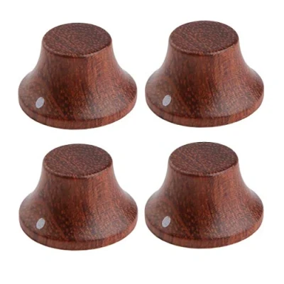 Image of Dopro 4pcs Wood Knobs LP Strat Style Bell Control Guitar Bass Top Hat with Indicator Bubinga
