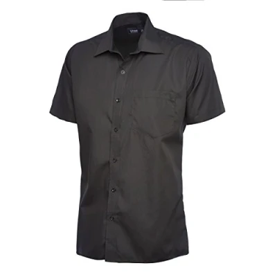 Image of Mens Poplin Half Sleeve Shirt Black Small