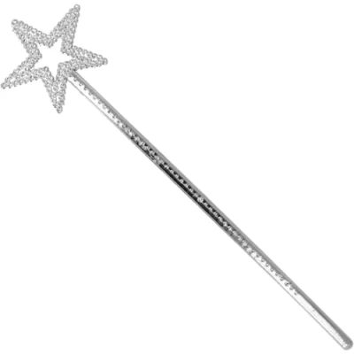 Image of Navoys Silver Star Wand 34cm/13.4&quot; Angel Fairy Wand, Magic Stick for Kids, Flower Princess Dress Up, Party Prop Grown Ups, Themed Parties, Wedding, Supplies