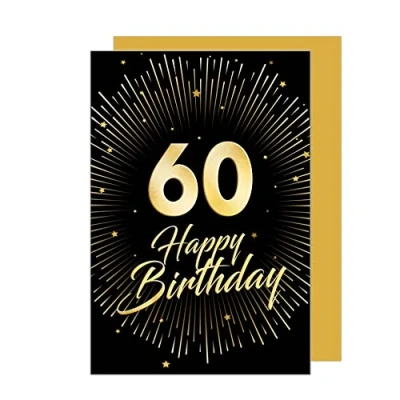 Image of Edition Seidel Premium 60th Birthday Card with Envelope. Greeting Billet Happy Man Woman (GZ345 60 SW023)