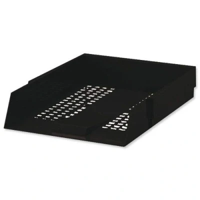 Image of 4 X Polystyrene Foolscap Black Letter Tray High Impact + A Free Pen