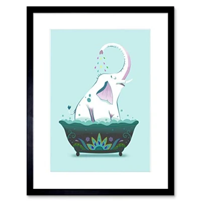 Image of Wee Blue Coo Elephant Shower Framed Wall Art Print