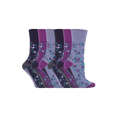 Image of 6 Pairs Ladies Gentle Grip No Elastic Socks 4 8 uk, 37 42 eur (GG57)