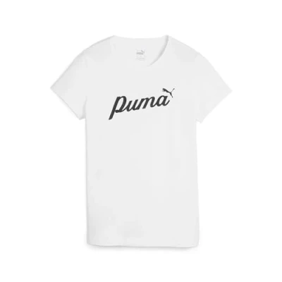 Image of Puma Script TEE Print Tshirt, Women&#039;s, Size: Medium, White