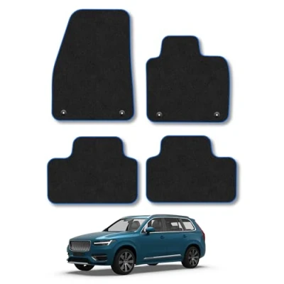Image of Car Mats Compatible with Volvo Xc40 (2018 ) [Auto] Tailored Fit Blue Carpet Floor Set Accessory Custom 4 Pieces Anti Slip Backing &amp; Binding Trim Edge