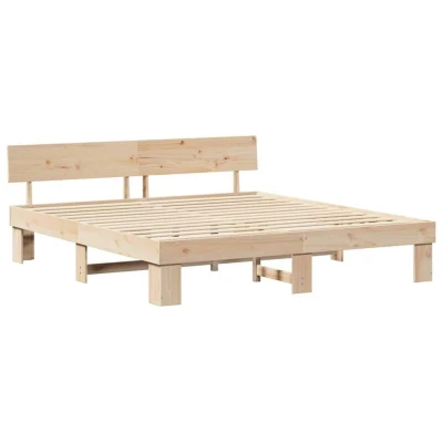 Image of With Headboard Brown 200 x cm Solid pine wood Vidaxl