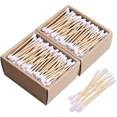 Image of CS Beauty 300 Eco Friendly Bamboo Earbuds Cotton Swabs Plastic Free Baby Buds Biodegradable Ear for Makeup, Crafts, Cleaning, &amp; Hygiene, white