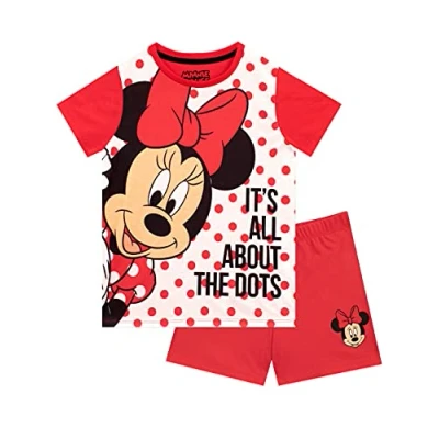 Image of Disney Girls Short Pyjamas Minnie Mouse Red 3 4 Years