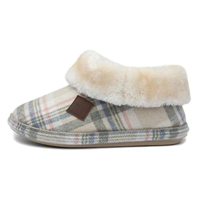Image of Jo &amp; Joe Glenroyal Womens Oatmeal Tartan Bootie Size 6 UK Beige