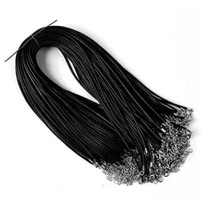 Image of RAYLINE DO Raylinedo® 20 Pieces 18 inch Wax Cord Necklaces 1.5mm Black Braided Imitation Leather Rope Necklace Chain with Lobster for DIY Jewelry Making