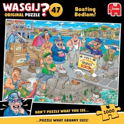 Image of Wasgij Original 47, Boating Bedlam Unique 1000 Piece Jigsaw Puzzle for Adults Colourful, Puzzling, Challenging &amp; Brainteasing Adult Jigsaws 100% Recycled Cardboard 1000Pc Puzzles Jumbo
