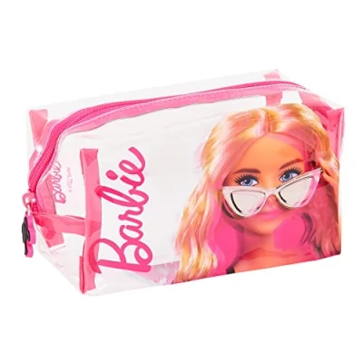 Image of Barbie Clear Cosmetics Bag for Girls Womens Transparent Make Up Travel Toiletry Bags Pencil Case