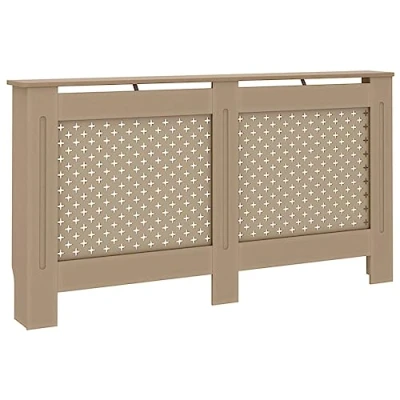 Image of vidaXL Brown Radiator Cover Cabinet Stylish, Practical Addition for Any Room, Sturdy MDF Construction, Slatted Design with Shelf Space, Easy Assembly
