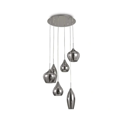 Image of Soft 6 Light Spiral Cluster Ceiling Pendant Grey, E14