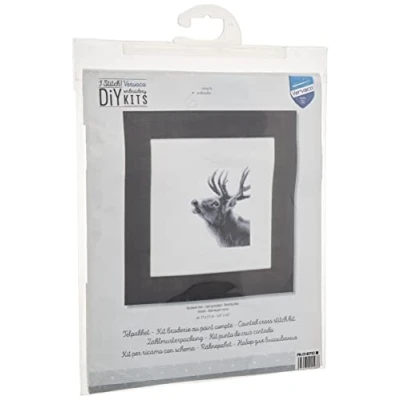 Image of Vervaco Counted Cross Stitch KIT Roaring Deer AIDA, White, One Size