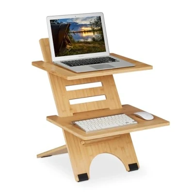 Image of Relaxdays Desktop, 100% bamboo, Natural, 61 x 47 cm