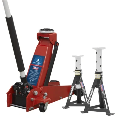 Image of Sealey Trolley Jack 3t &amp; Axle Stands (Pair) per Stand Combo