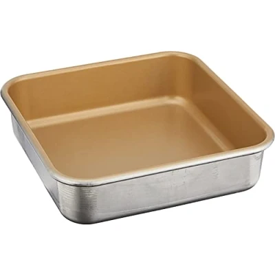 Image of Nordic Ware Naturals Non Stick 9&quot; Square Cake Pan, Baking Tin with Superior Heat Conductivity to Brown Food Evenly, Premium Bakeware Made in the USA, Silver