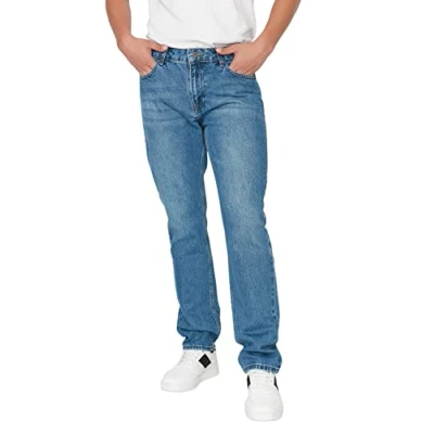 Image of Trendyol Men&#039;s Man Straight Jeans, Blue, 31W UK