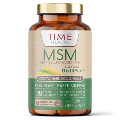 Image of DistilPure MSM Plant Derived Sulphur 1000mg Capsules UK Manufactured Zero Additives Pullulan (120 Capsule Pouch)