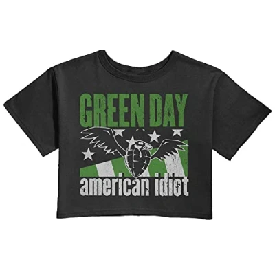 Image of Paradiso Clothing Green DAY American Idiot Wings Print Tshirt, Women&#039;s, Size: Large, Black