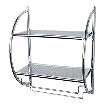 Image of WENKO Wall rack Chrome 2 shelves, flexible towel rails, Steel, 45.5 x 54.5 26 cm,