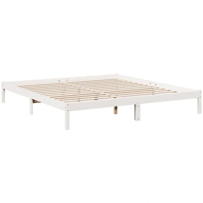 Image of vidaXL Extra Long Bed Frame without Mattress White 200x220 cm Solid Wood Pine