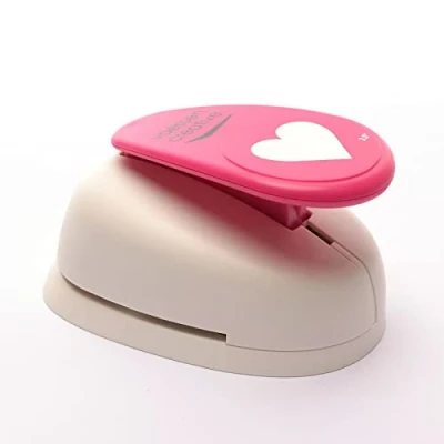 Image of Vaessen Creative Craft Paper Punch Heart 7,9 x 8 cm Circle Cutter for Crafting and Card Making, White/Pink